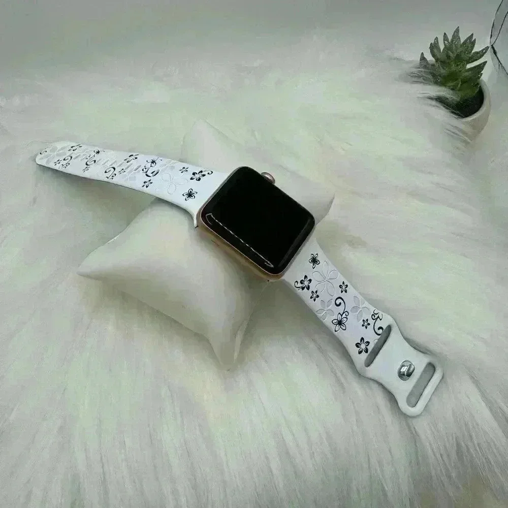 New Floral Design Apple Watch Bands  38mm 40mm 41mm in Black & White
